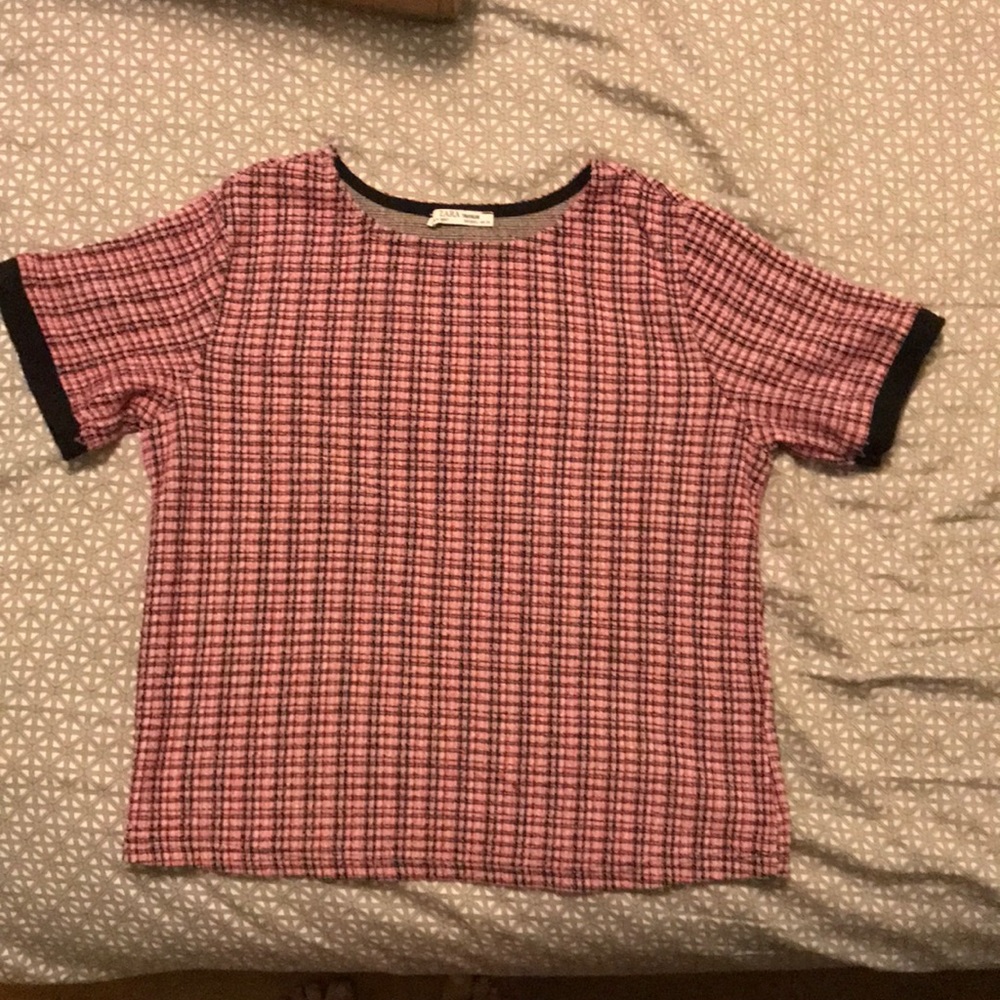 Zara pink tweed top
